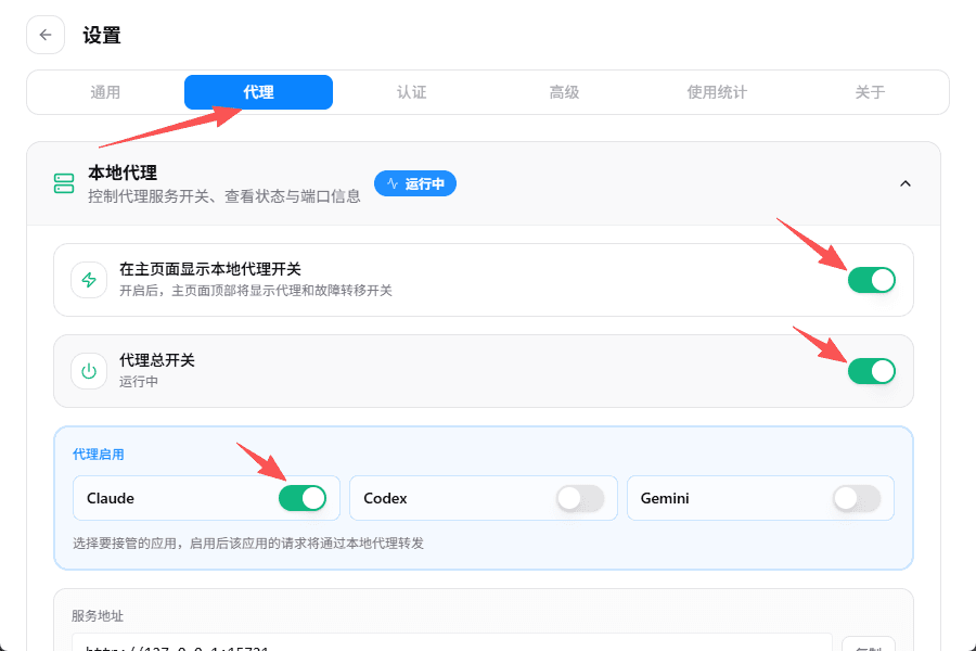 配置在 Claude 中使用 GPT 模型-开启代理相关选项